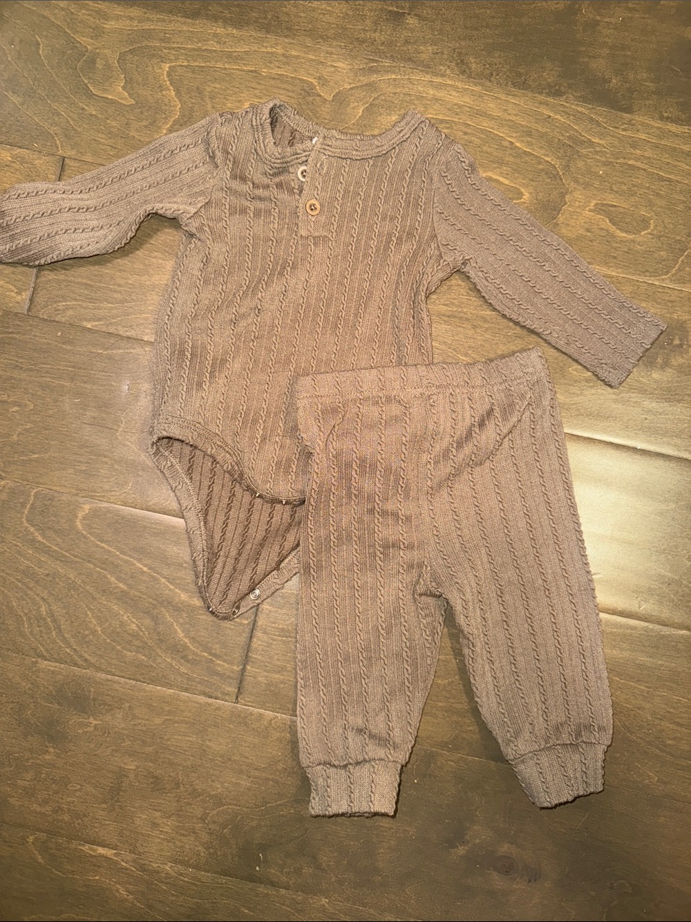 Cozy Knit Baby Two-Piece Set in Brown